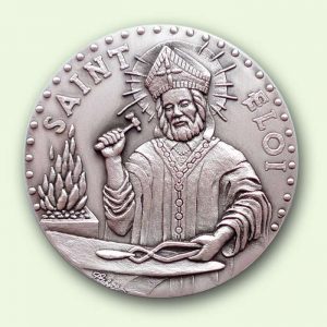 Médaille personnalisée argent : Saint Eloi (recto)